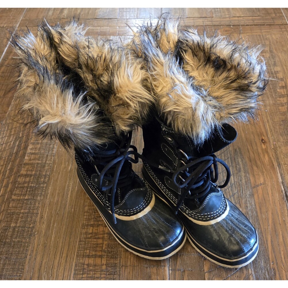 Sorel Joan of Arctic Boot Black Waterproof Faux Fur Tall Snow Winter Womens...